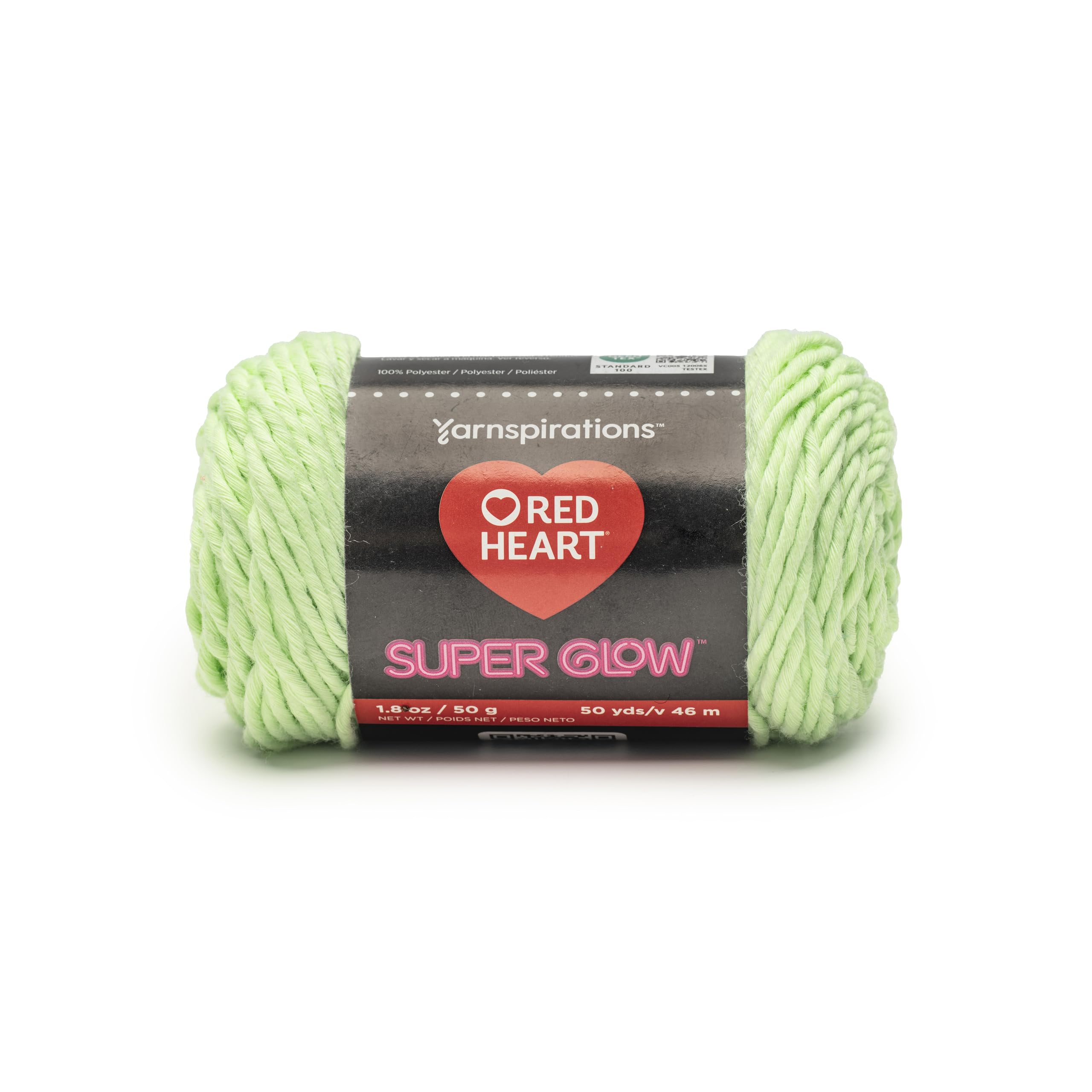 Red Heart Super Glow Glow Worm Green Yarn - 3 Pack of 1.8oz/50g - 100% Polyester - #4 Worsted (Medium) - 50 Yards - Knitting/Crochet