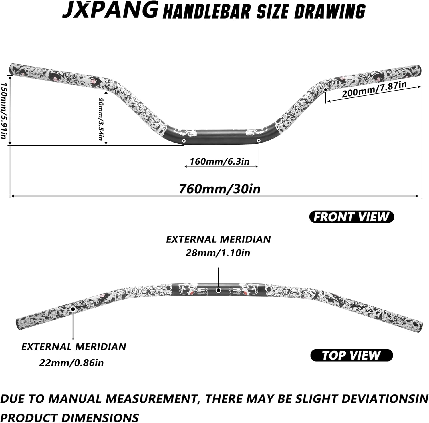 Universal 1 1/8" 28mm Dirt Bike Handlebars 6063 Aluminum,Upgraded Pit Bike Handlebar With Foam Pad & Anti-Slip Handlebar Grips & Riser Mount Clamp For Motocross Pit Dirt Bike ATV Quad (Style A-Black)