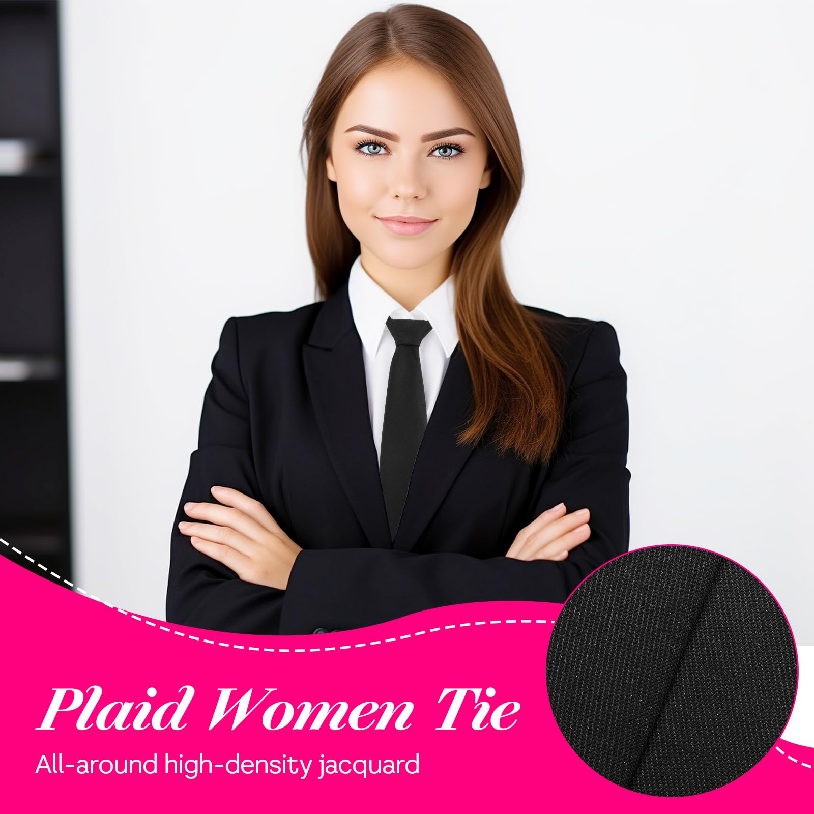 JIEYAO Corbatas negras para mujeres, 13 pulgadas, corbatas preatadas para niñas/niños, corbatas ajustables para uniformes, accesorio para la escuela y negocios