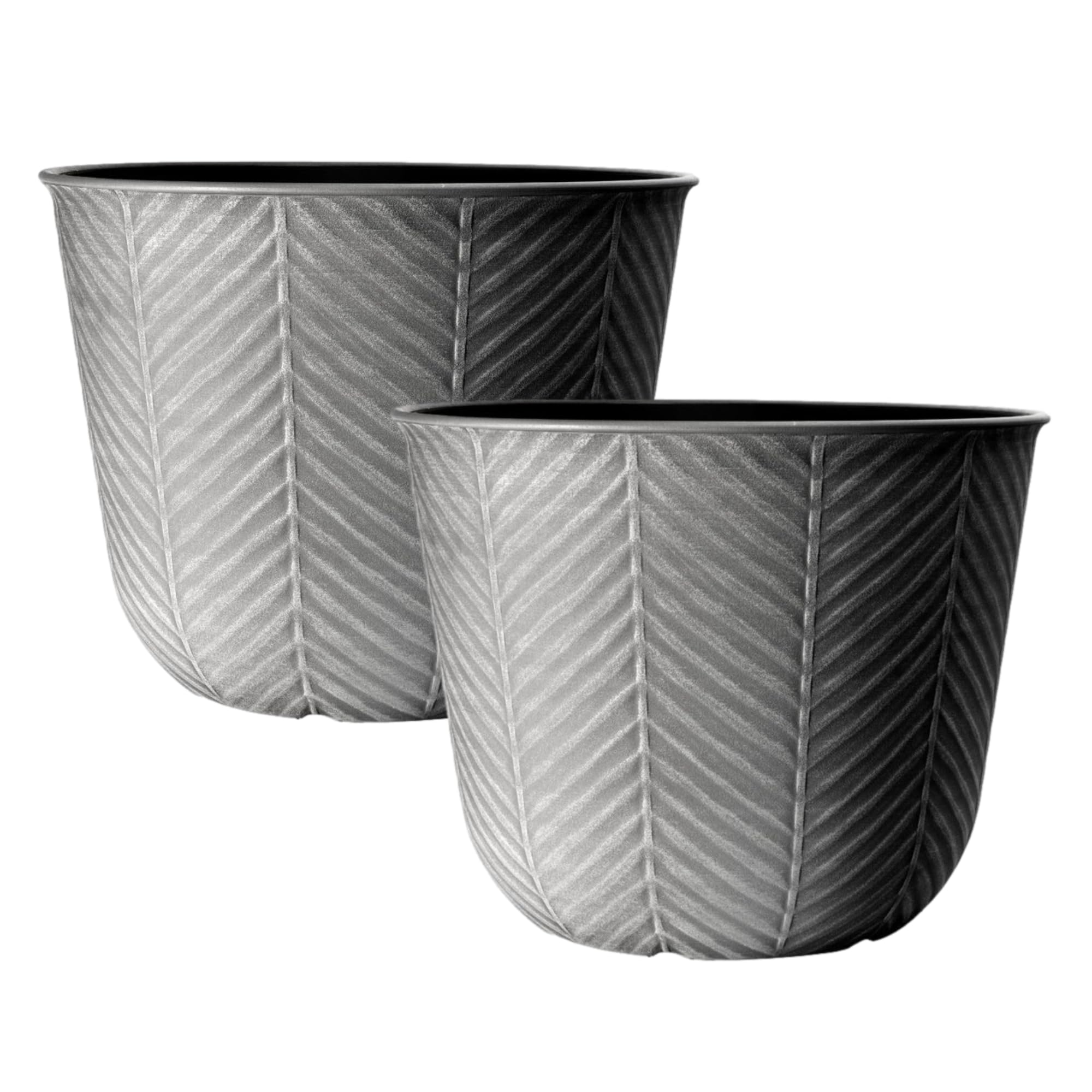 Fyne-Finds Silver Grey Round Plastic Plant Pot 46Cm,18Inch Outdoor 41L Flower Garden Outdoor Planter Cover Weatherproof,Frostproof,Drainageholes (2)