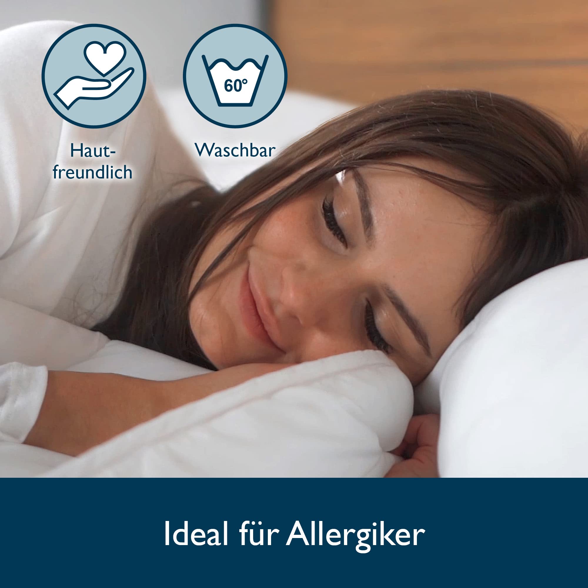Beautissu 2er Kopfkissen Set 80x80 cm Mikrofaser Steppkissen 800g Füllung mit Innennaht - Waschbares Schlafkissen im Doppelpack - Allergiker geeignet & Oeko-TEX SIEGEL - BeautNuit UK