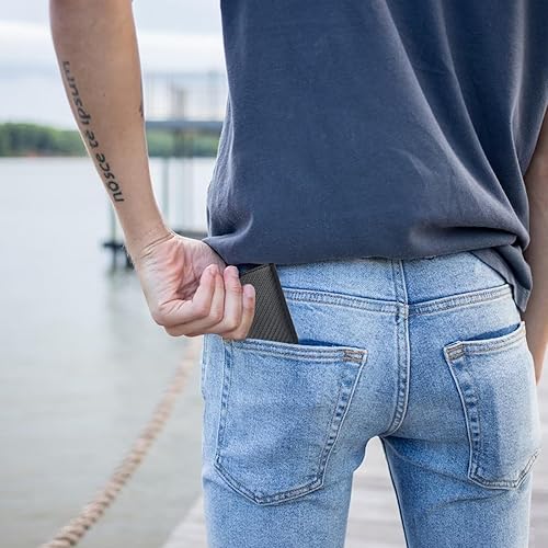 Vista 3 de WisePoint Soporte para tarjetas de crédito RFID, soporte de cuero para tarjetas de crédito para hombres, cartera RFID para hombres, delgada