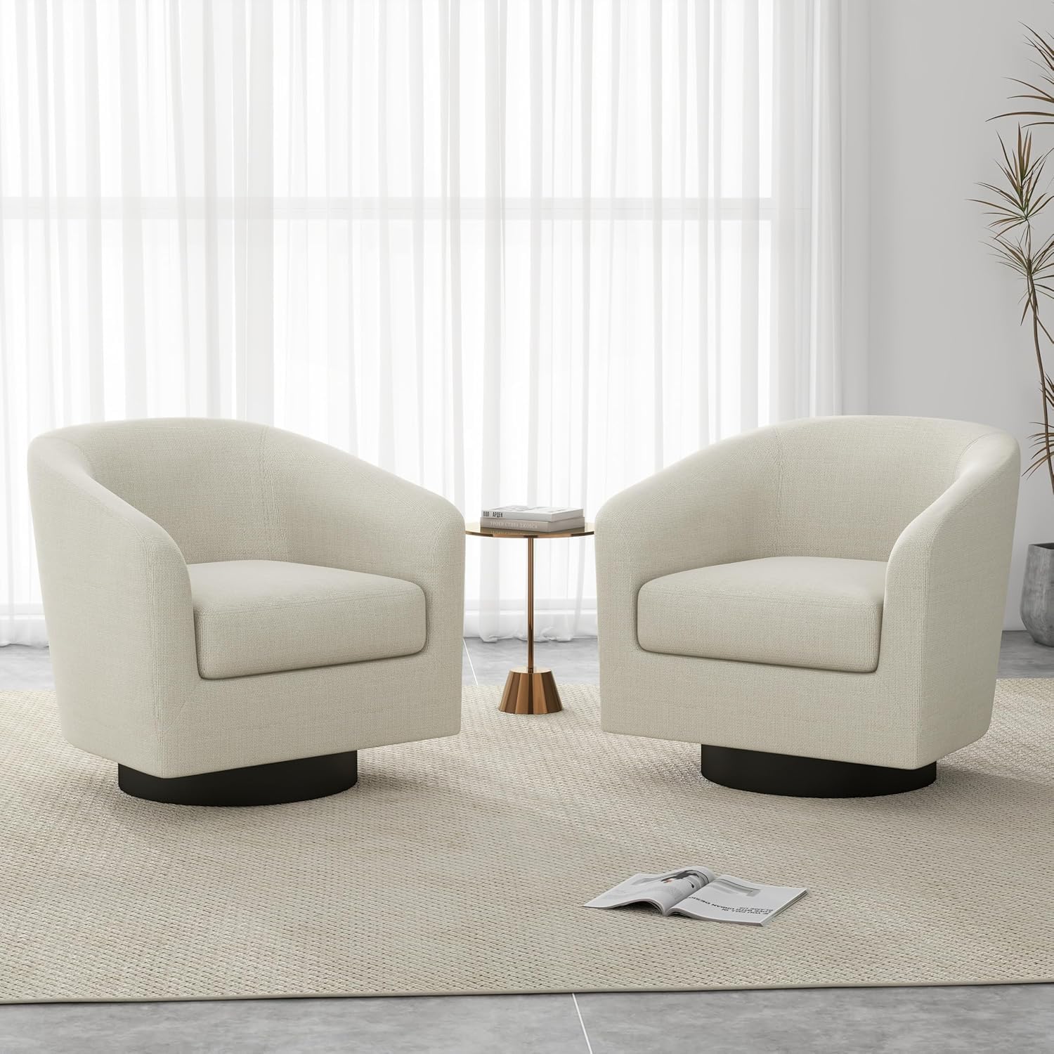 UIXE Swivel Barrel Accent Chairs Set of 2