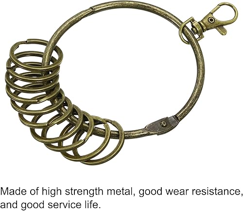 Miniatura 3 de PATIKIL 3.4 Inch Dia Key Organizer Keychain, 1pcs Key Management Holder with 10 Keys Rings for Office, Bronze