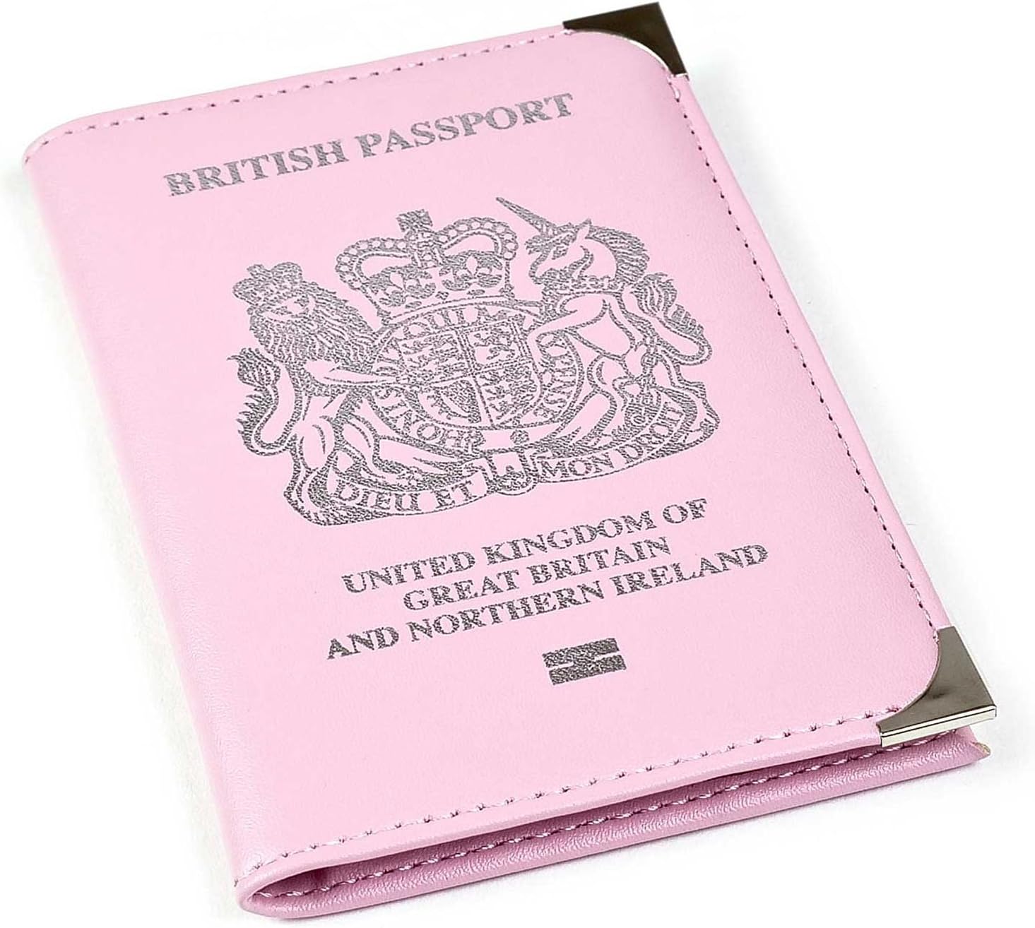 British Passport Holder | UK Passport Wallet | UK Passport Cover | Non EU | Premium PU Leather | Silver Protective Corners | Pink