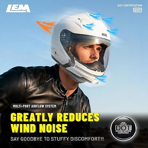 Miniatura 9 de LEM Cascos modulares de motocicleta para adultos, cascos de motocicleta de cara completa para mujeres, protector de barbilla desmontable, aprobado