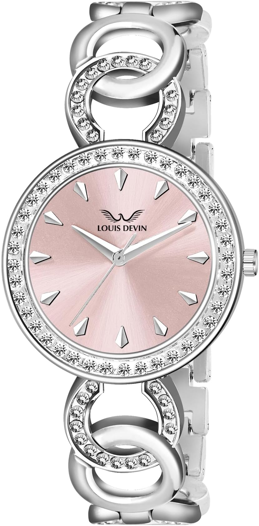 Silver Plated Bracelet Analog Watch for Women (Black/Pink/Blue Dial) | LD-JWL174