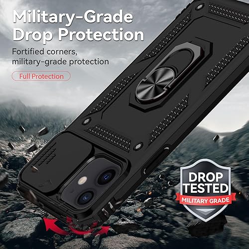 Miniatura 6 de Funda para iPhone 12, iPhone 12 Pro, con protector de pantalla y funda para cámara, grado militar 16 pies. Funda protectora a prueba de caídas con