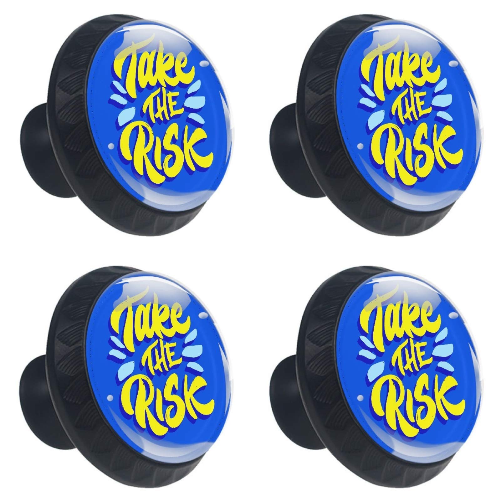 Boutons de meuble ronds bleu 30mm en verre Take The Risk x4