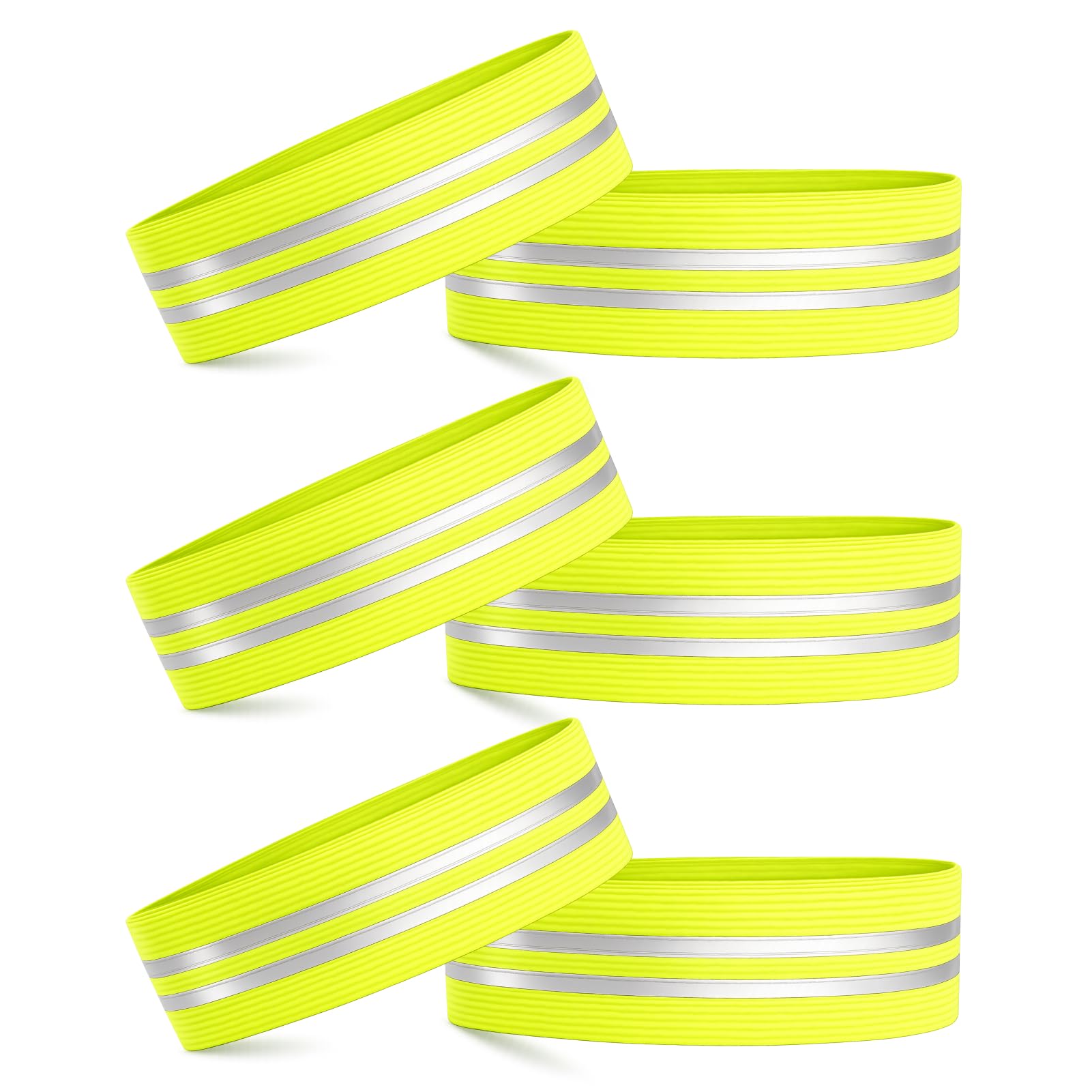 6pcs High Visibility Armbands, Running Safety Gear Reflective Wristbands with Dual Reflective Strips, Elastic Wrist and Ankle Straps for Night Walking, Cycling, Jogging, Dog Walking and Outdoor Sports