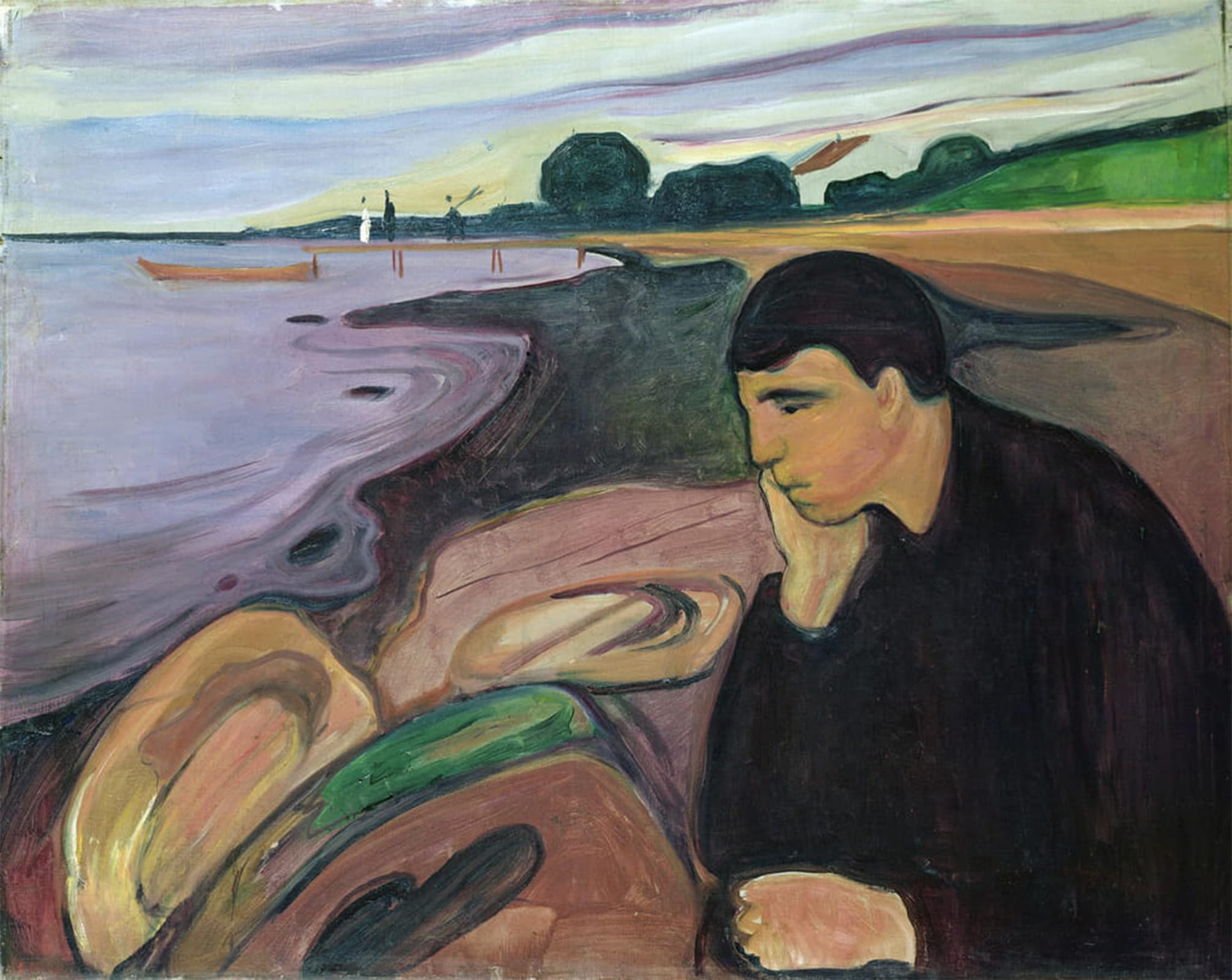 POSTERIIk Famous Modern Artwork Art Mural Melancholy by Edvard Munch Oil Paintings Pictures for Home Decor 60x90cm
