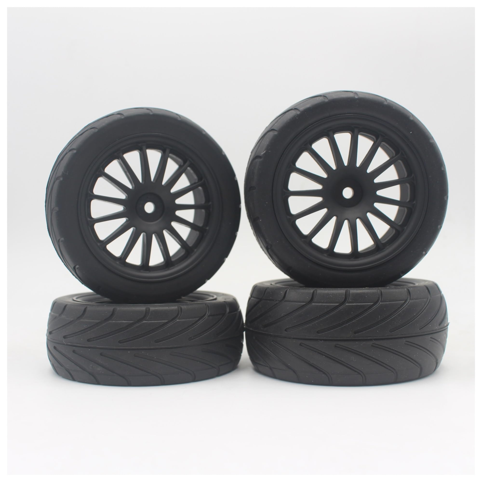 Rc Tire Jante pour Buggy pour Tamiya pour Toys 144001 pour HSP 94107 Voiture 1:10 4WD 4 Pièces 1/10 pour Buggy Pneus De Route Roue en Nylon(Black)