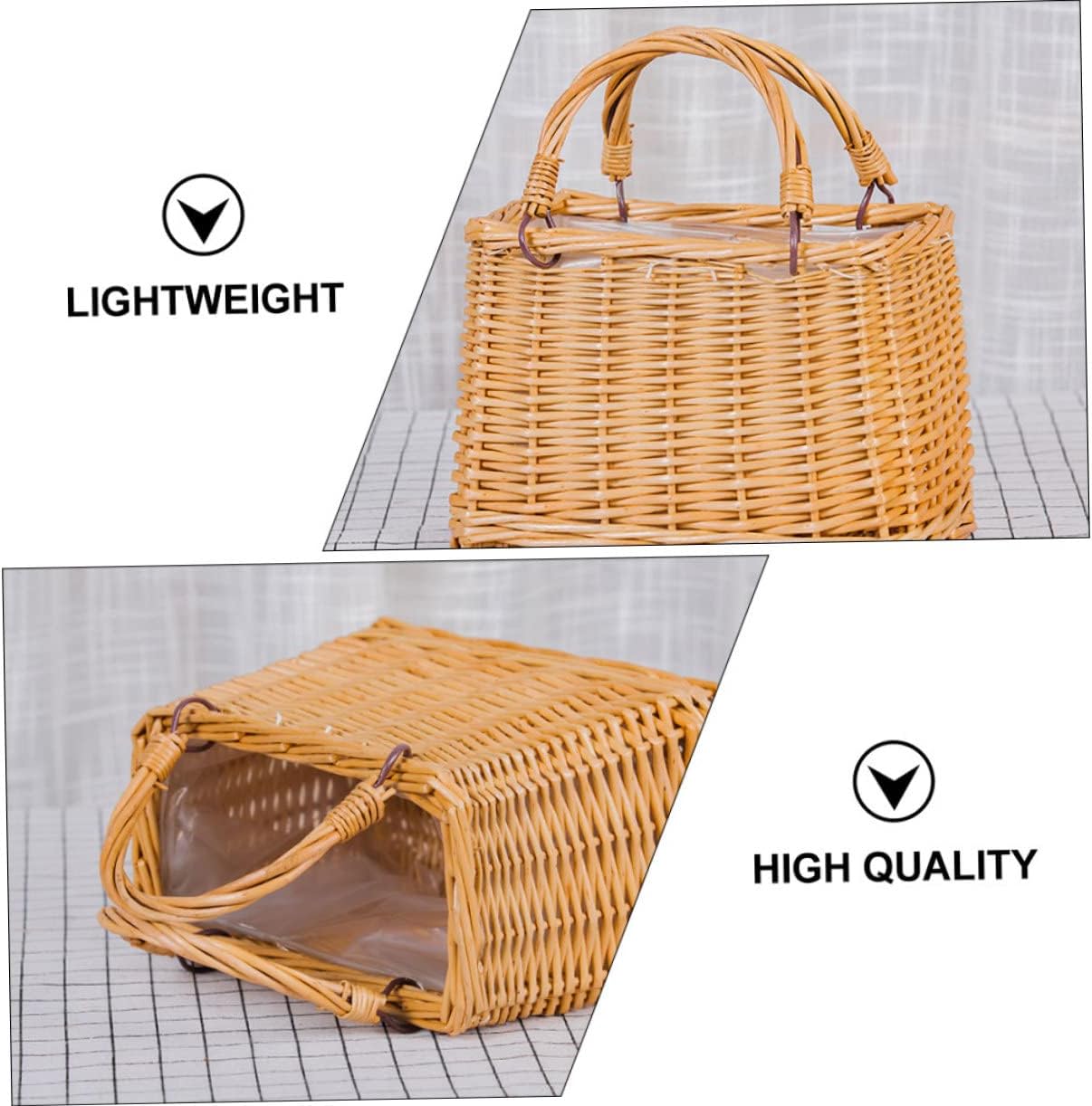 VANZACK 3 Pcs Handmade Rattan Baskets Decorative Storage Basket Flower Arrangement Rattan Bread for Home