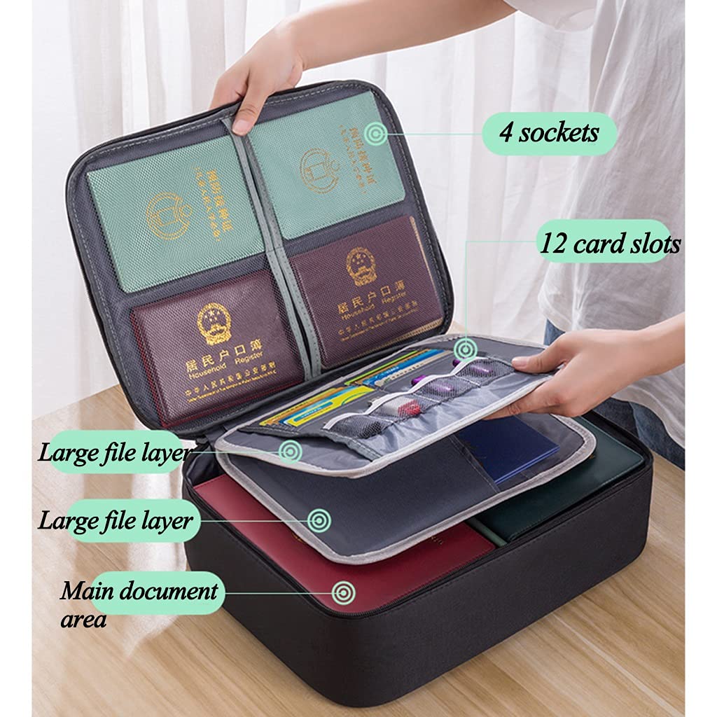 Dokumententasche a4, wasserdichte Dokumententasche, A4-Aufbewahrungsbox, sichere Reisetasche für das Home Office, mehrschichtige tragbare Ablage für wichtige Dateien, Zertifikate ( Color : Dark blue )