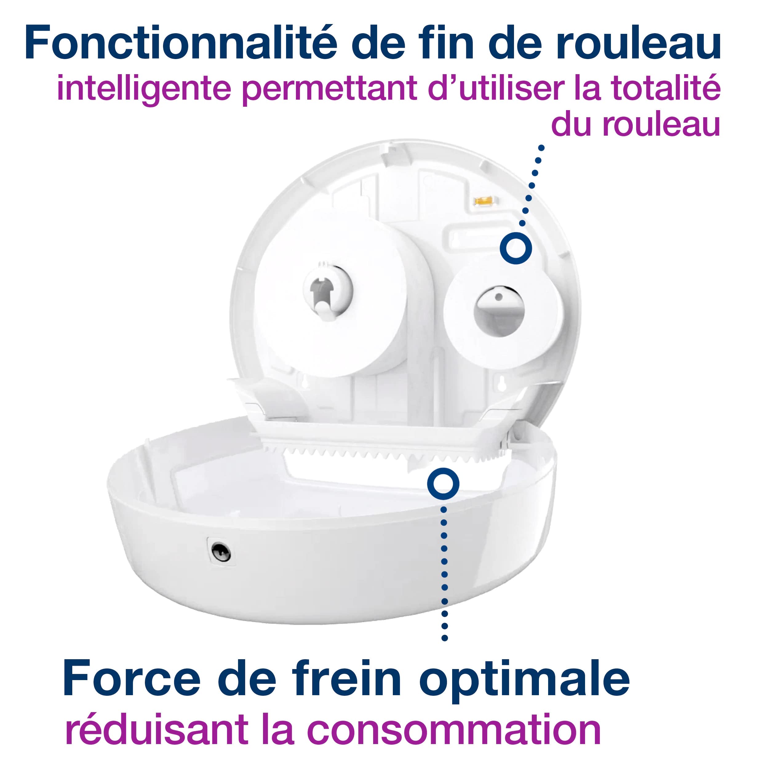 Tork Distributeur murale pour Papier Toilette Rouleau Jumbo blanc T1, grande capacité, gamme Elevation, 554000