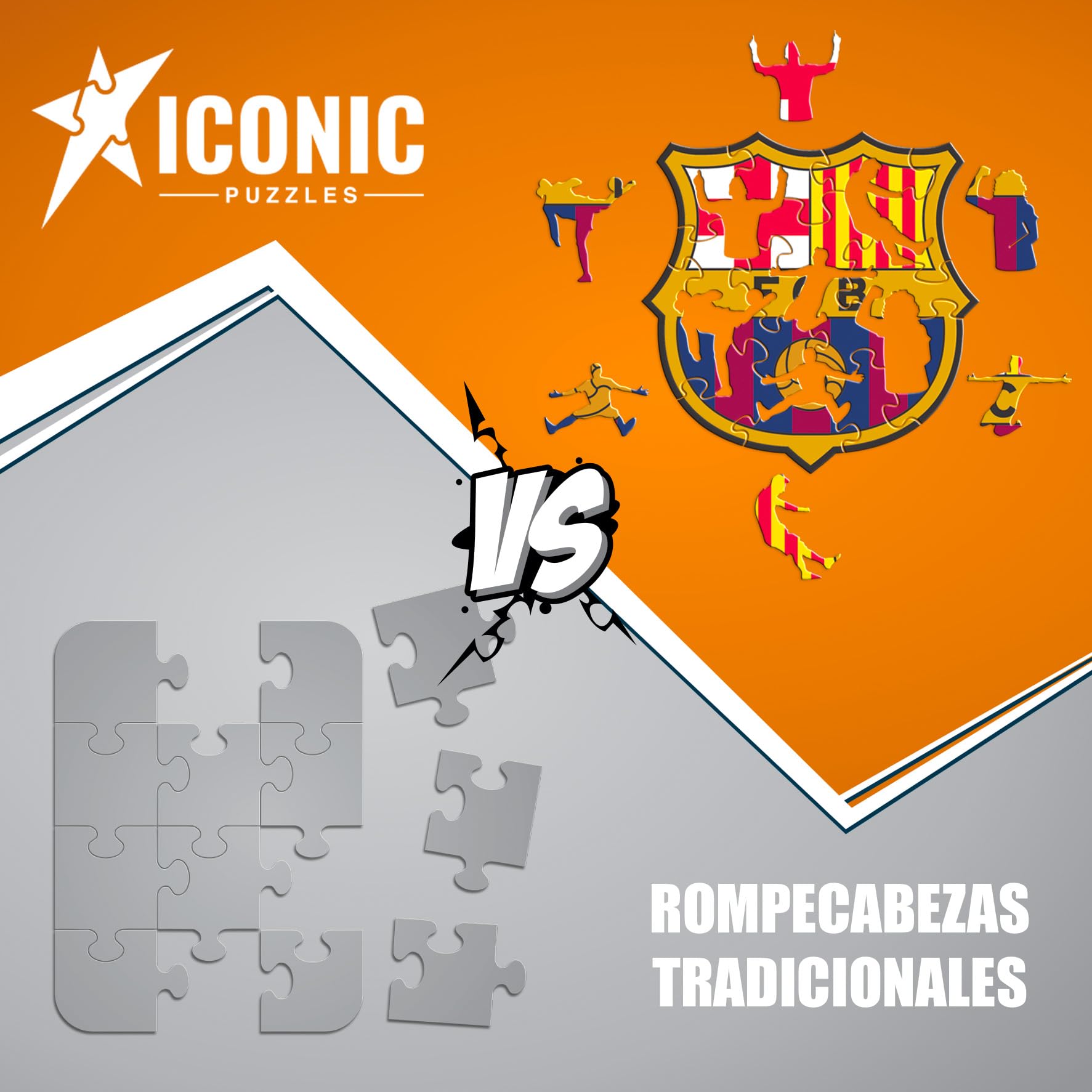 Iconic Puzzles - Logo Barcelona, Oficjalny produkt, drewniane puzzle dla dorosłych i dzieci, 100% zrównoważone drewno, L, 500 sztuk