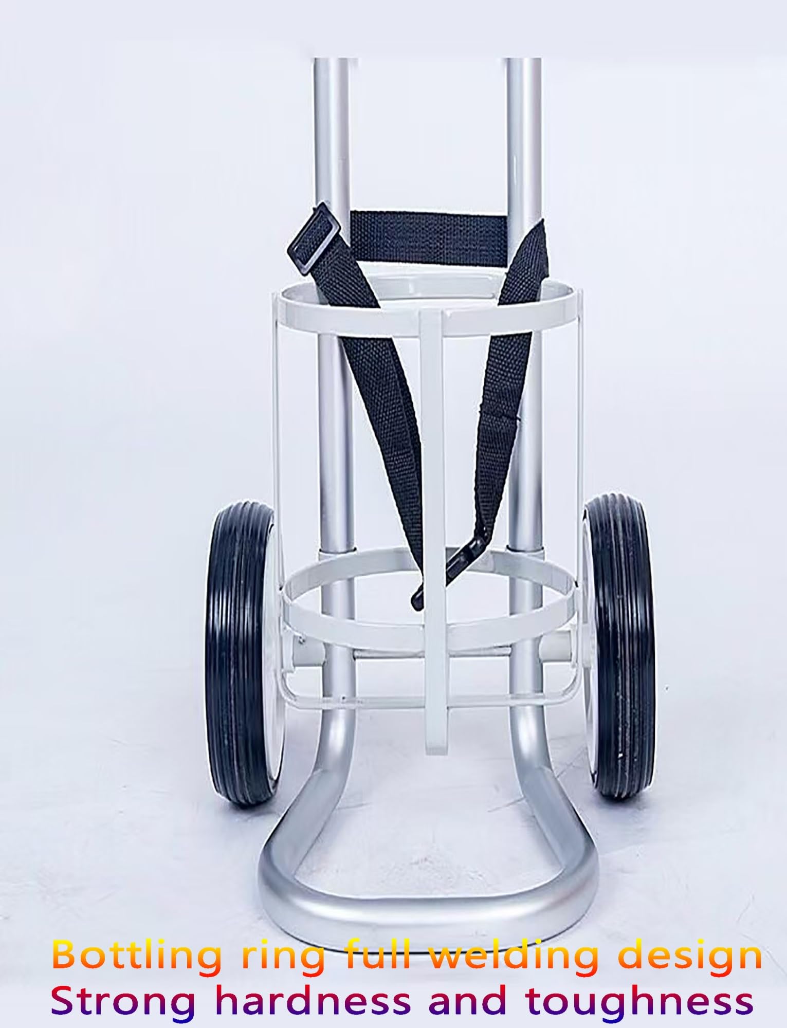 Carrello con cilindro di ossigeno, portatile, in lega di alluminio, con manico regolabile, diametro 125 mm, perfetto per uso domestico e medico