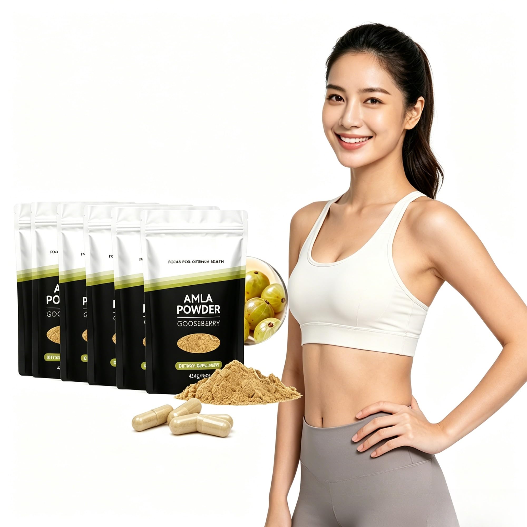 Suplemento nutricional diario en polvo | Mezcla de vitamina C y Amla | Nutrientes esenciales, energía sostenida | Mezcla de bebidas fácil de mezclar(5pcs)
