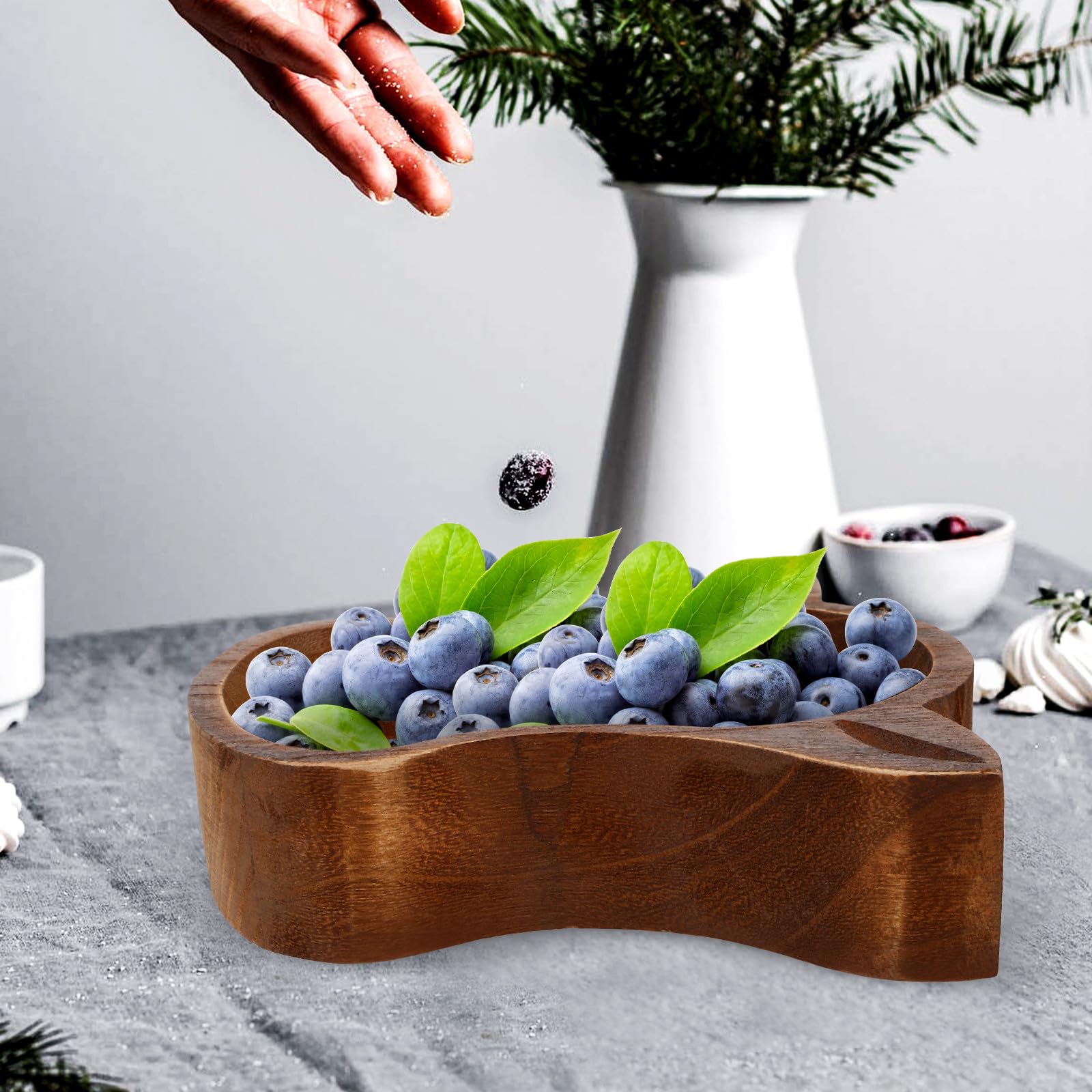Ciotola in Legno a Forma di Resistente e Riutilizzabile e Vassoio da Tè per e Snack per Decorazione Casa
