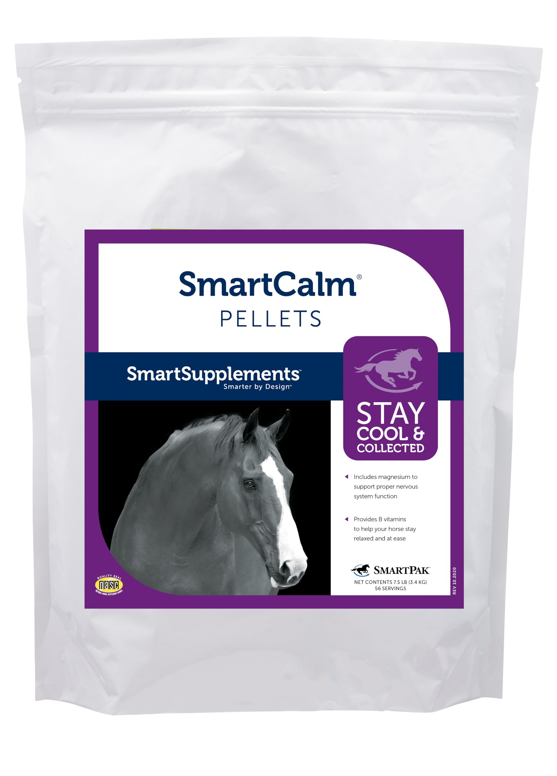 SmartEquine SmartCalm Pellets Horse Calming Supplement | No Added Sugar or Herbs | Equine Supplement | 56 Servings | 7.5 lb Bag