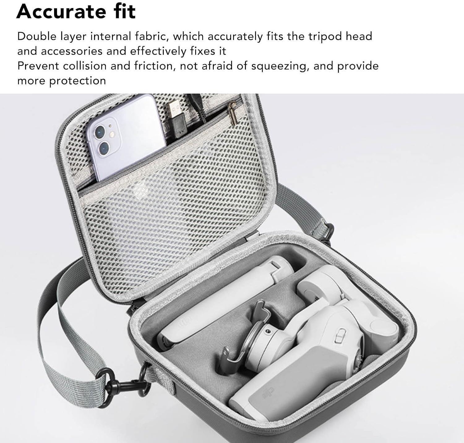Dpofirs Osmo Mobile SE Case, Travel Bag for Osmo Mobile 4, PU Hard Shell with Large Capacity, Portable for Osmo Mobile SE Carrying Case with Shoulder Straps