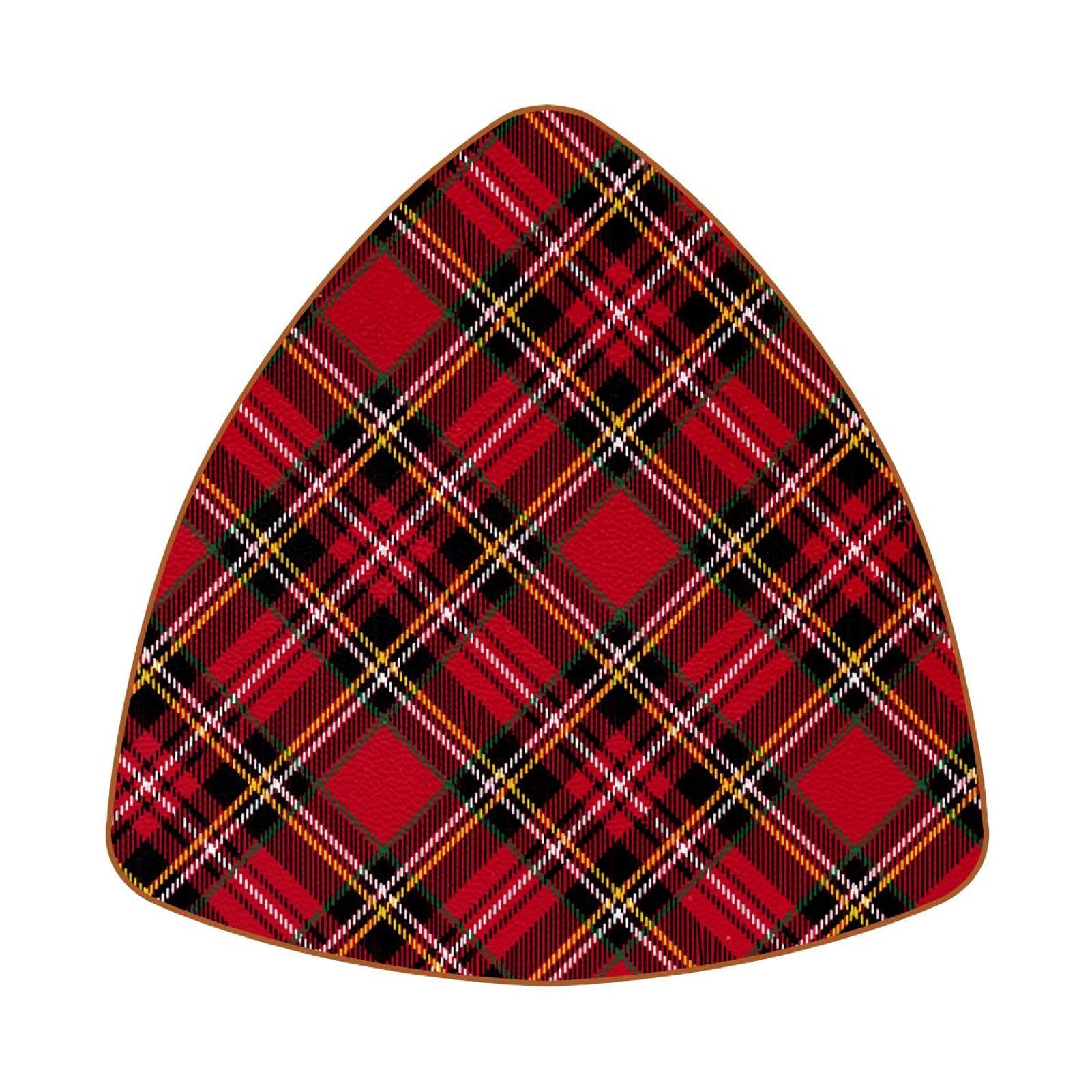 Dessous de verre triangulaires tartan rouge pour éviter les taches sur vos meubles en bois