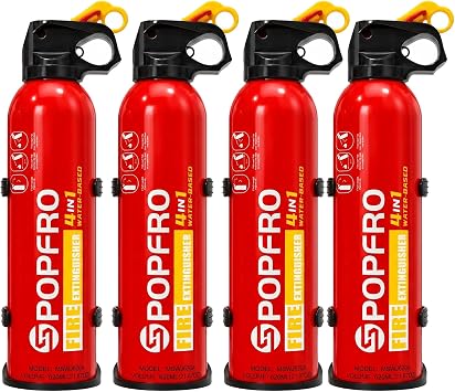 4PACK POPFRO 4-in-1 Small Fire Extinguisher for Home, Garage, Kitchen, Car | For Electric, Textile and Grease Fires | Non-Toxic, Easy Clean | Wall Mount Incl 4 pack