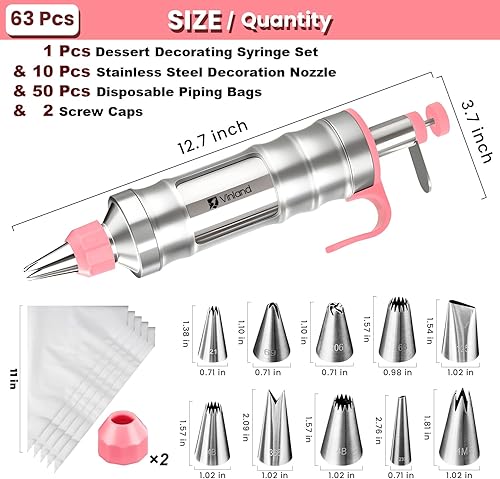 Miniatura 2 de Juego de jeringas para decoración de postres, kit de tuberías de glaseado de acero inoxidable, kit de decoración de pasteles con 10 puntas de