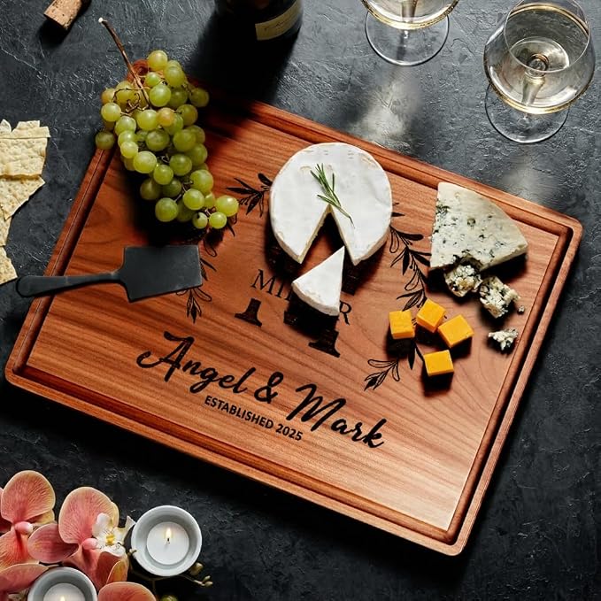 Tabla de cortar rectangular de nogal personalizada miniatura 7