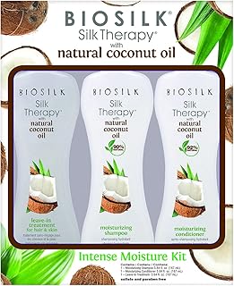 BioSilk Silk Therapy Natural Coconut Oil Intense Moisture Kit With Silk Therapy Coconut Leave-in 5.64oz, 23.28 fluid_ounces