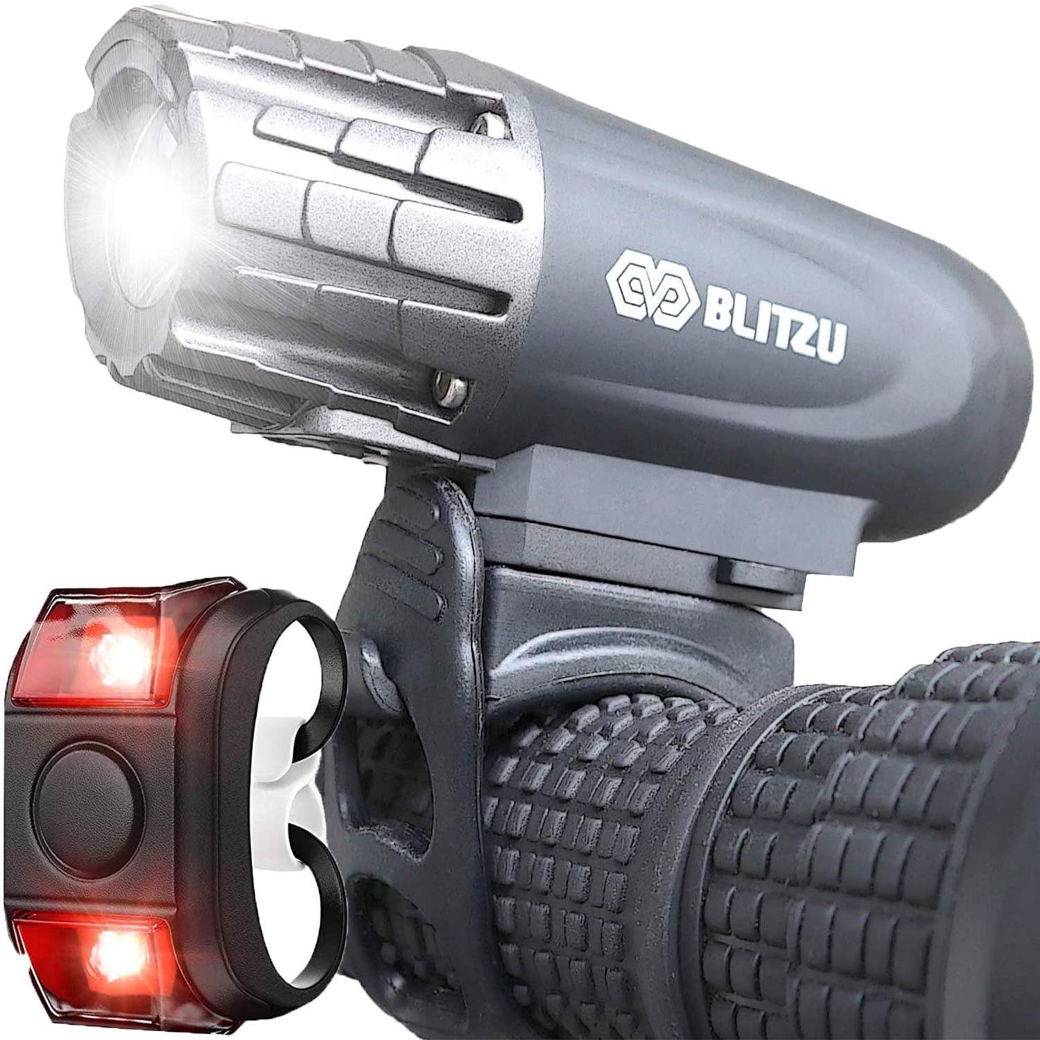 BLITZU Bike Lights Set USB Rechargeable Gator 320 Lumens Powerful Front