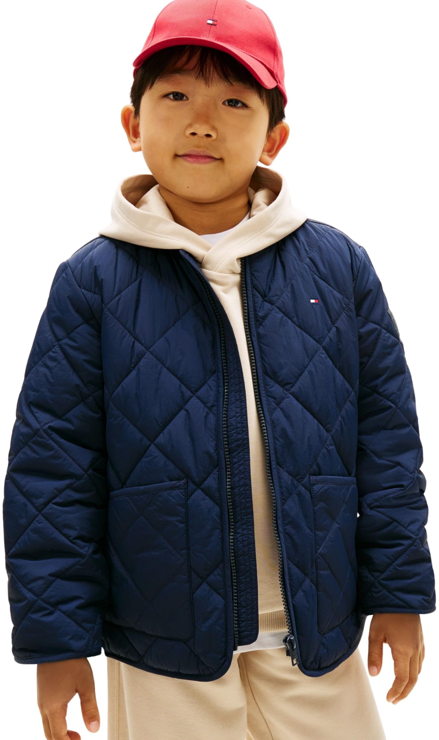 Tommy Hilfiger Pikowana lekka kurtka chłopięca KB0KB10214, NIEBIESKA (Dark Night Navy), 10 lat