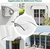 Vista 26 de Tangkula 2 Pack 40" x 40" Window Awning, Modern Polycarbonate Overhead Door Awning with Hollow Sheet for Rain Snow Sunlight Protection, UPF 50+