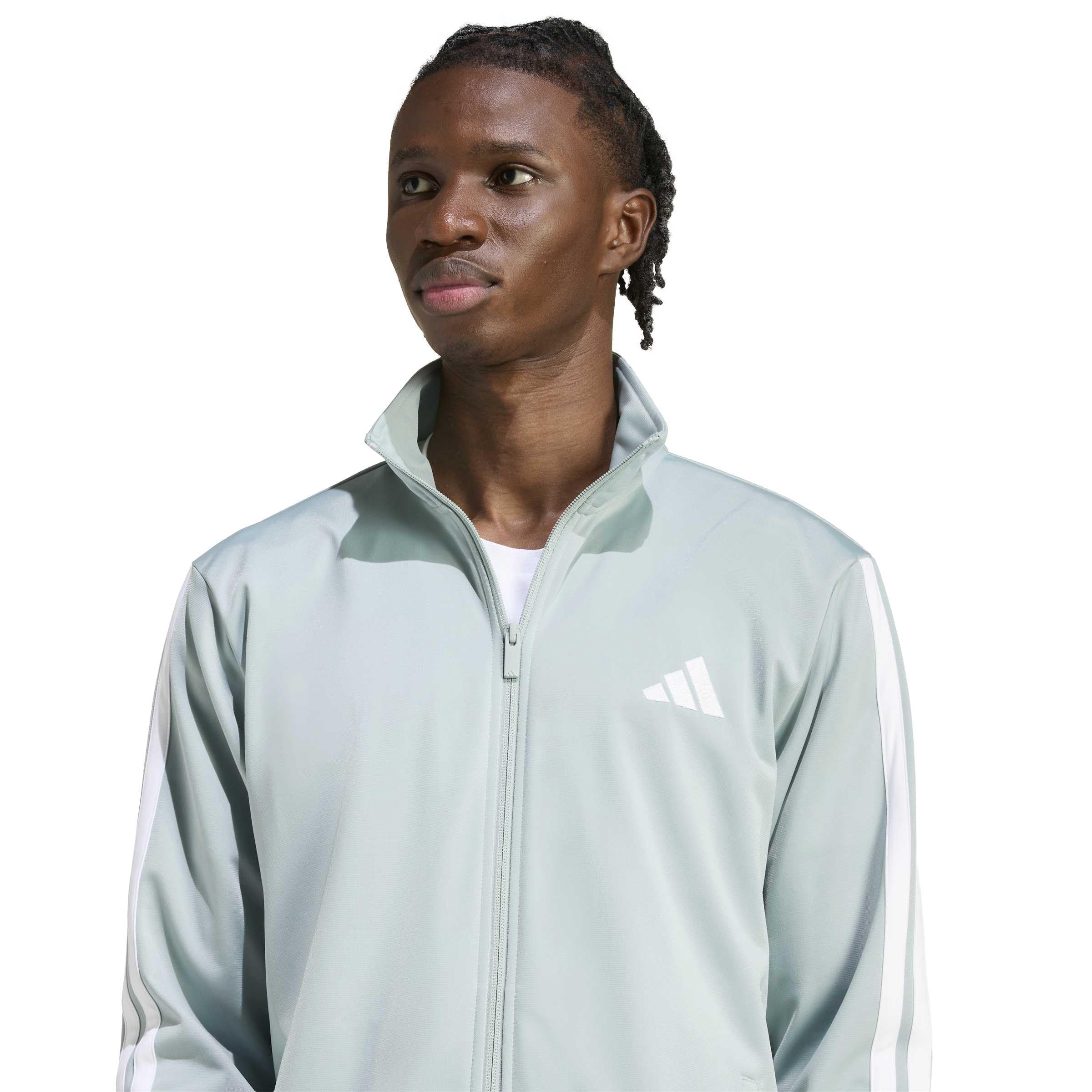 adidas Homme SPORTSWEAR BASIC 3 STRIPES TRICOT TRACKSUIT, Wonder Sage, M