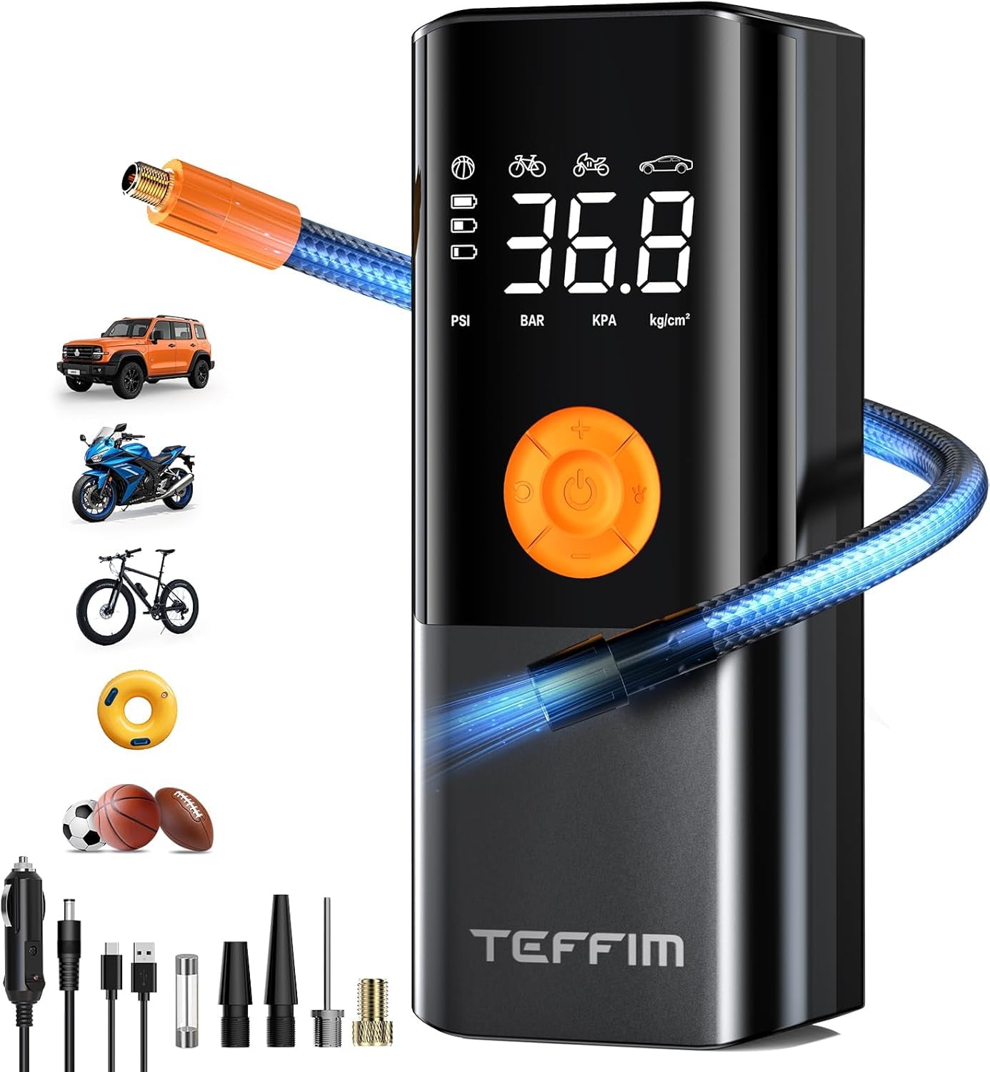Tire Inflator Portable Air Compressor Air Pump for Car Tires with LED Light Cordless Tire Pump with Pressure