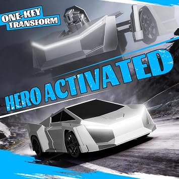 Sumsoltic Remote Control Car Transforming Robot Toys for Boys, Cyber Style RC Truck with One-Button Deformation, 360 Rotation Drift Action Toy Cars with LED Light for Kids 4-7 8-12 Years Old