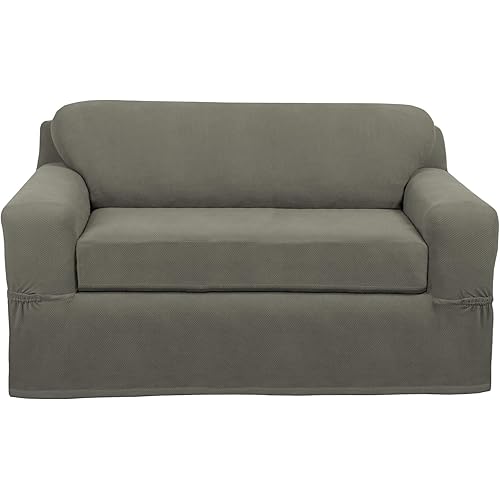 Maytex Pixel Ultra Soft Stretch Couch Furniture Cover Slipcover, 2-Piece Loveseat, Dusty Olive
