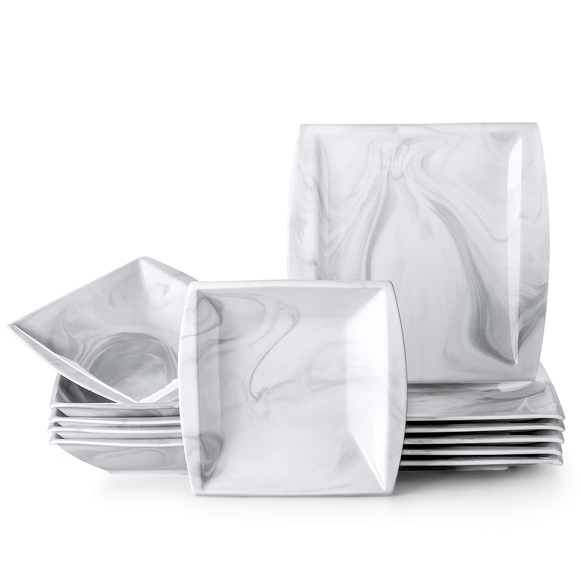 Buy MALACASA, Series Blance, 12Piece Marble Grey Dinnerware Set