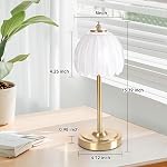 Shenmoyl Tulip Table Lamp with 5000mAh Battery & Touch Control, Cordless Small Table Lamp with 3 Colors, Dimmable Rechargeable Table Lamps for Living Room, Bedroom, Desk, Bedside (White Tulip)