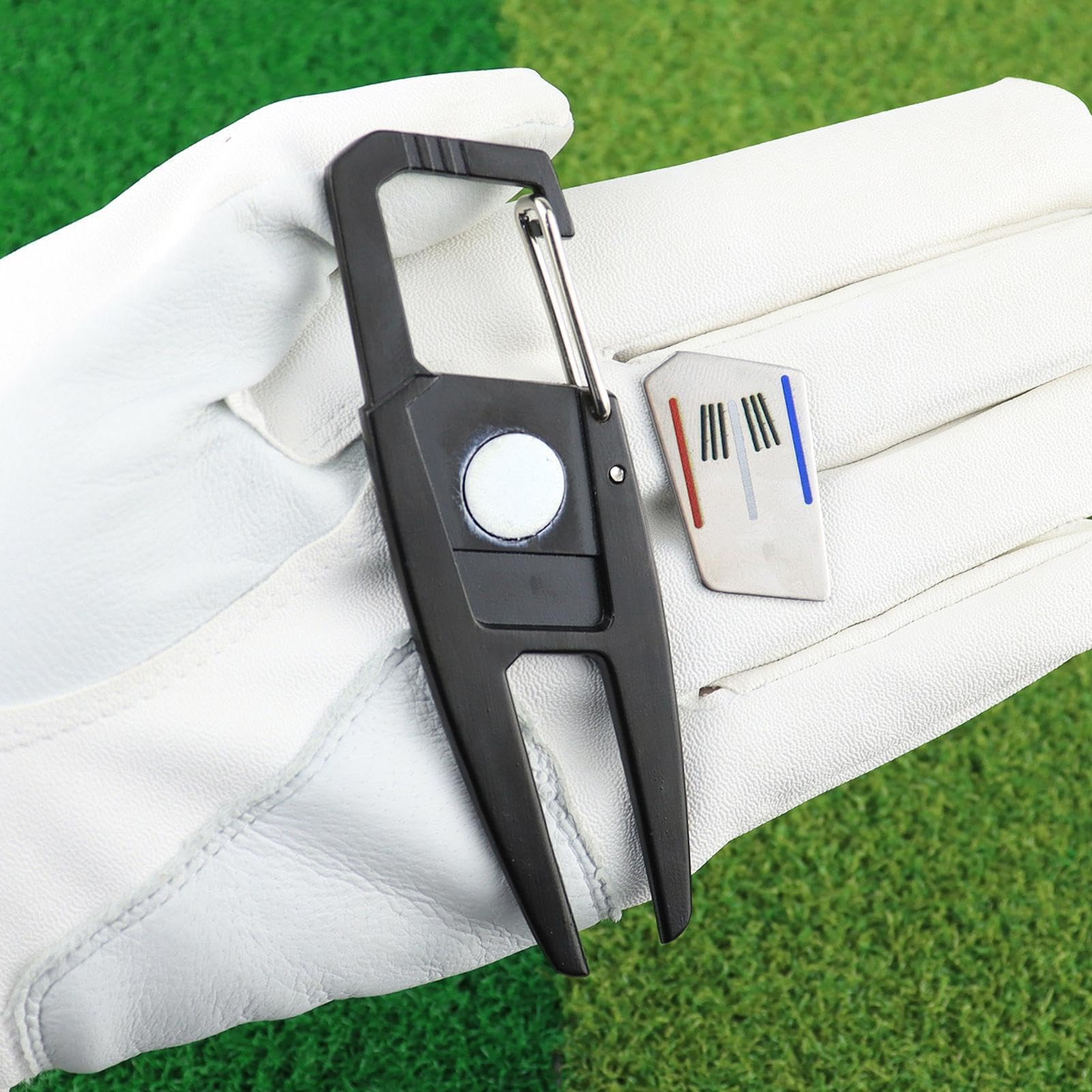 Metal Golf Divot Repair Tool – Green Pitchfork Grass Patch Marker
