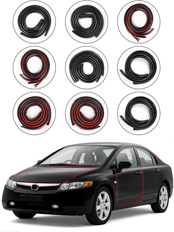 Kit de vedação de portas BIOOICH para Honda Civic 8ª geração, borracha de silicone para portas, colunas A/B e porta-malas – 9 peças