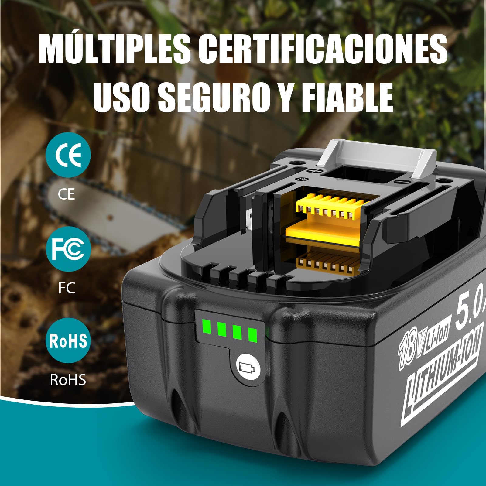 Makita 18V 5.0Ah Batería de Repuesto de Iones de Litio 2 Unidades Compatible con BL1850B BL1850 BL1860B
