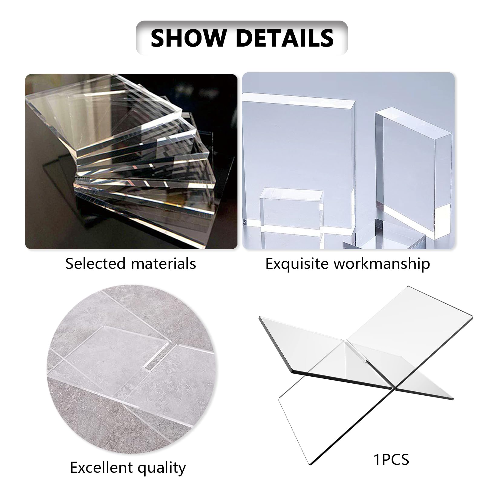 EULAPGOE Acrylic Book Stand Clear Book Holder, Recipe Book Stand, Cross Frame Acrylic Book Holder for Books Newspaper - Image 4