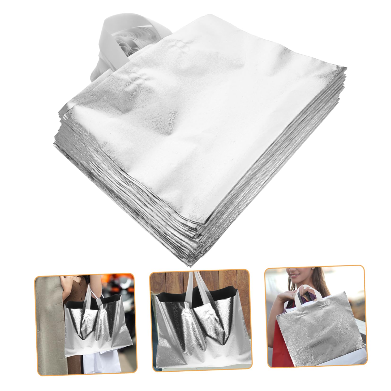 MOLUCKFU 50pezzi Sacchetti Pe Lucido e Opaco Con Manico Perfetti Per Compleanni Matrimoni Feste e Occasioni Speciali