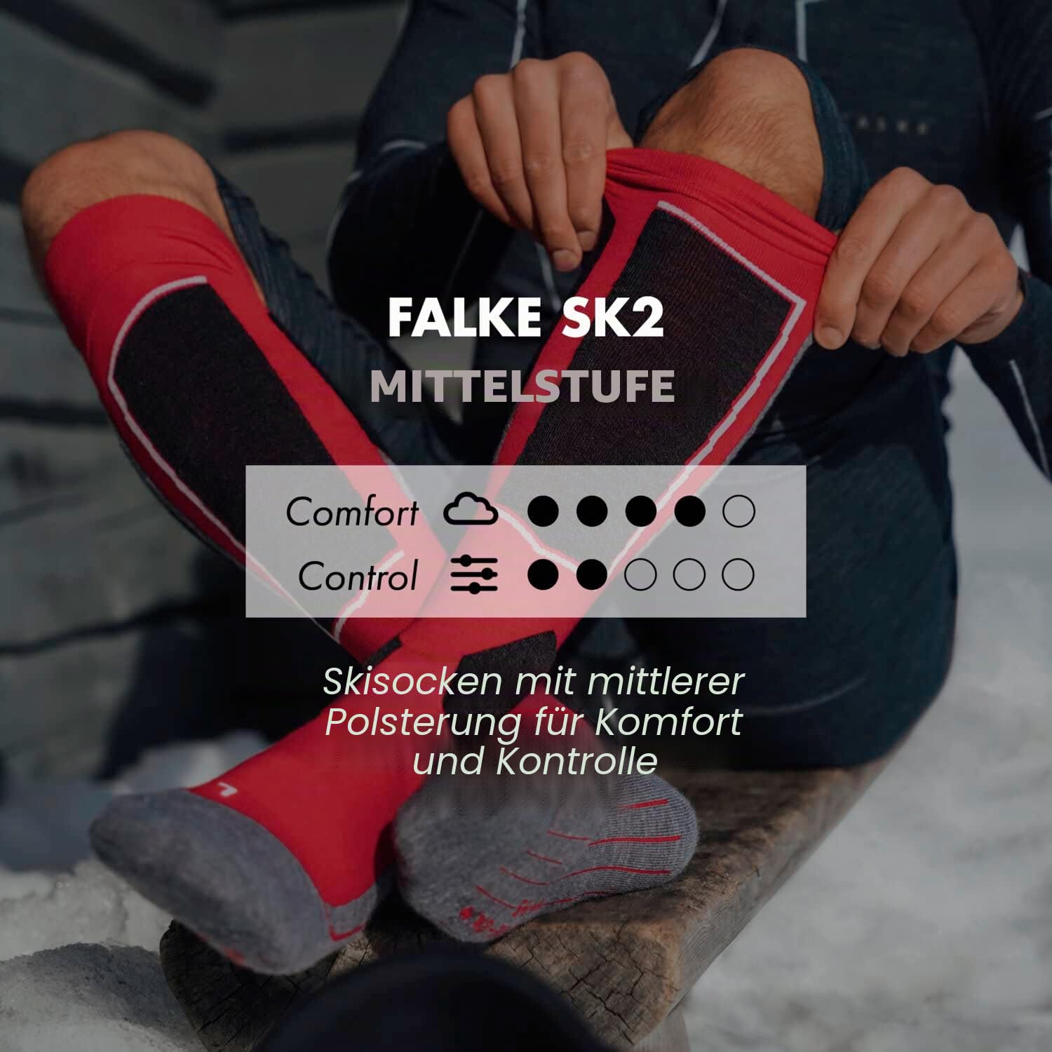 FALKE Herren SK2 Wool Skisocken atmungsaktive schnelltrocknende klimaregulierende geruchshemmende Wolle Funktionsmaterial mittelstarke Polsterung antiblasen warm Skistrümpfe lang zum Skifahren 1 Paar