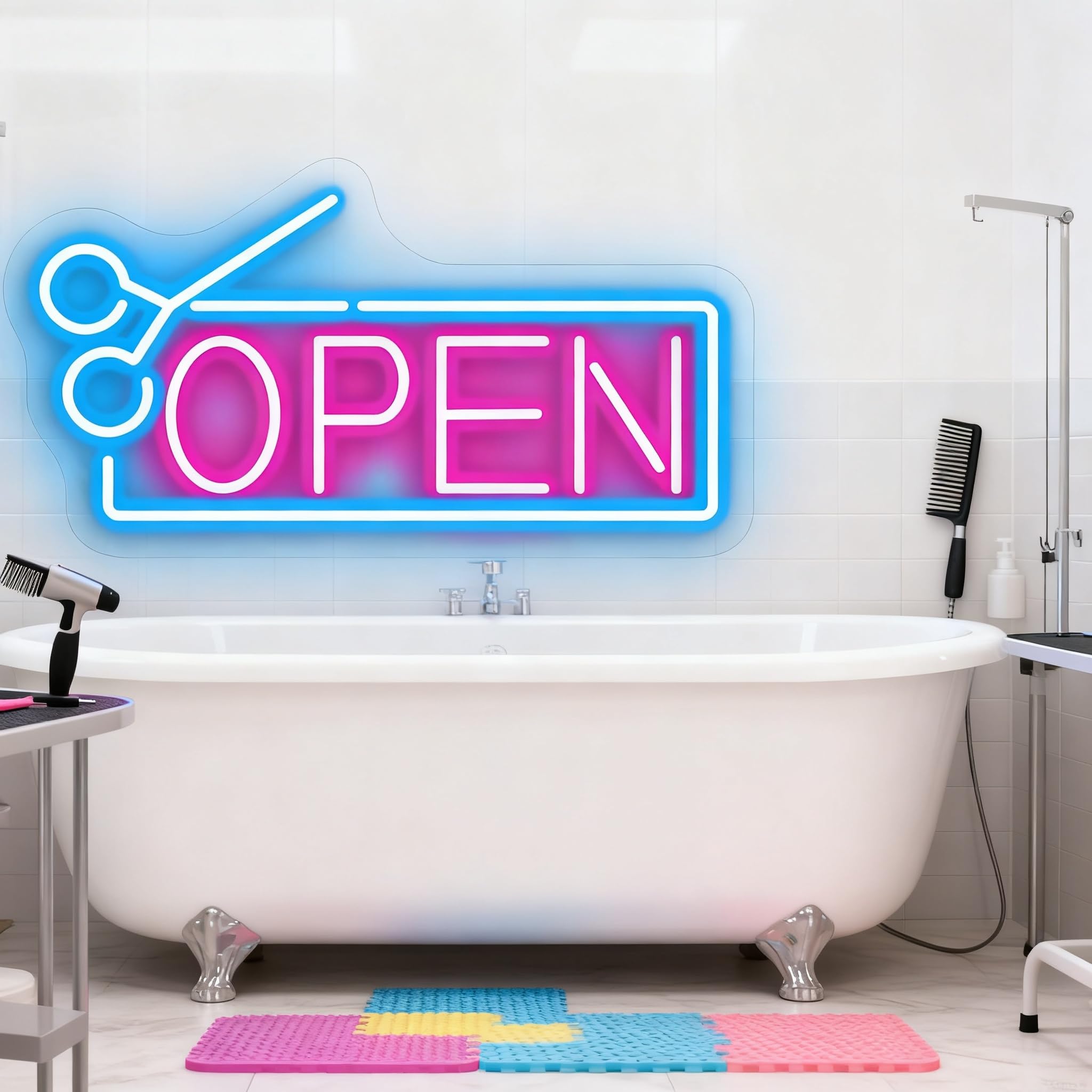 Open LED Neon Sign,Hair Salon Openning Sign,Welcome Sign For Salons,Wall Decoration,Led Art,Barber Shop Neon Night Lights,Personalized Gifts - Image 3