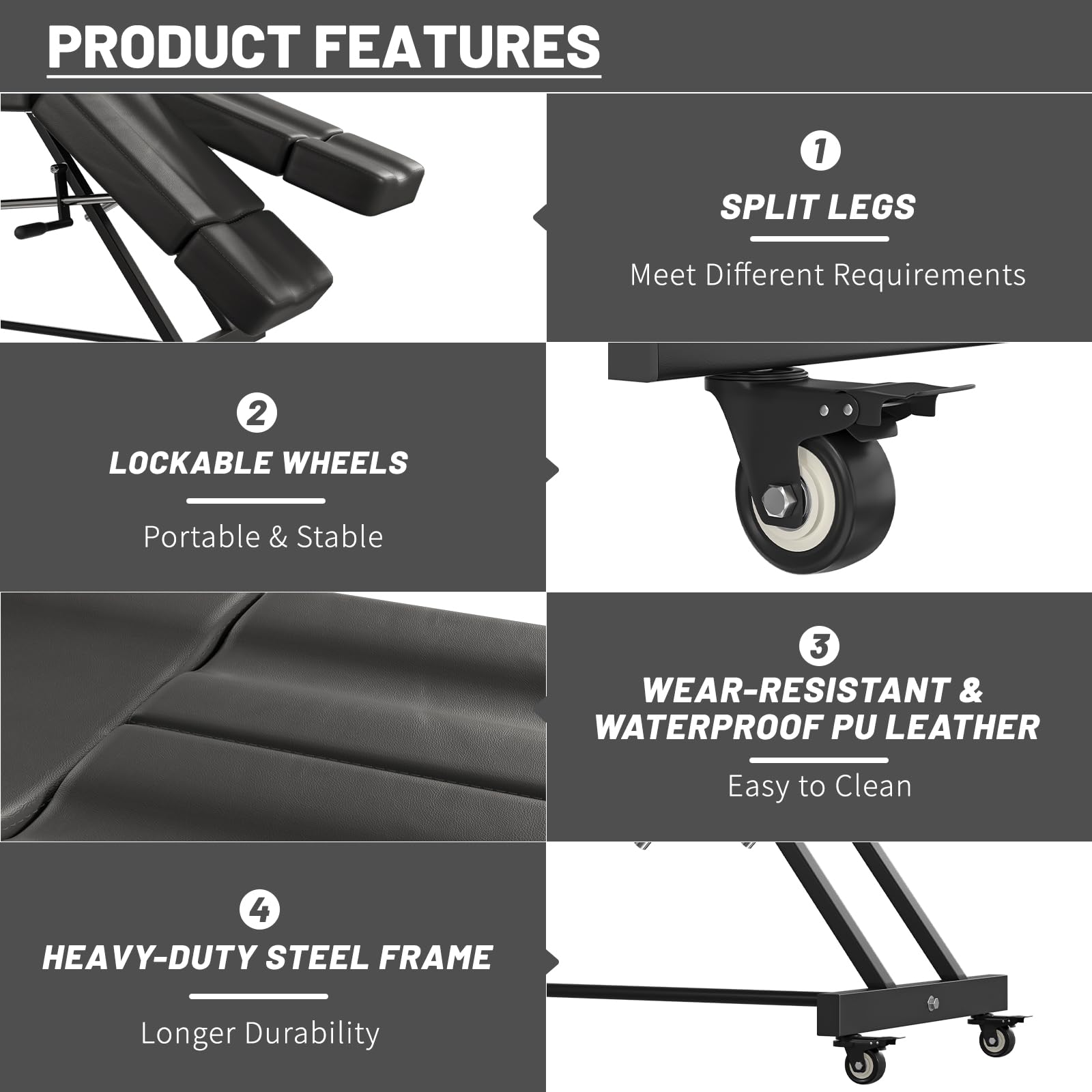 ABTSalon Tattoo Chair for Client Lash Chair Lash Bed Spa Chairs for Esthetician Facial Beds for Esthetician Bed Hold Up to 400lbs: Tattoo Chair53-black