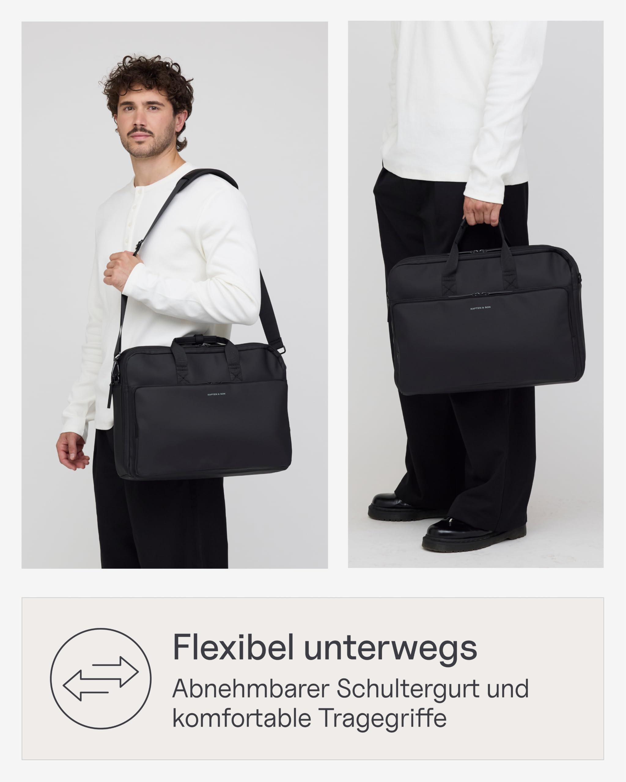Kapten & Son Bodo Laptoptasche Schwarz 15 Zoll Laptop Aktentasche Herren