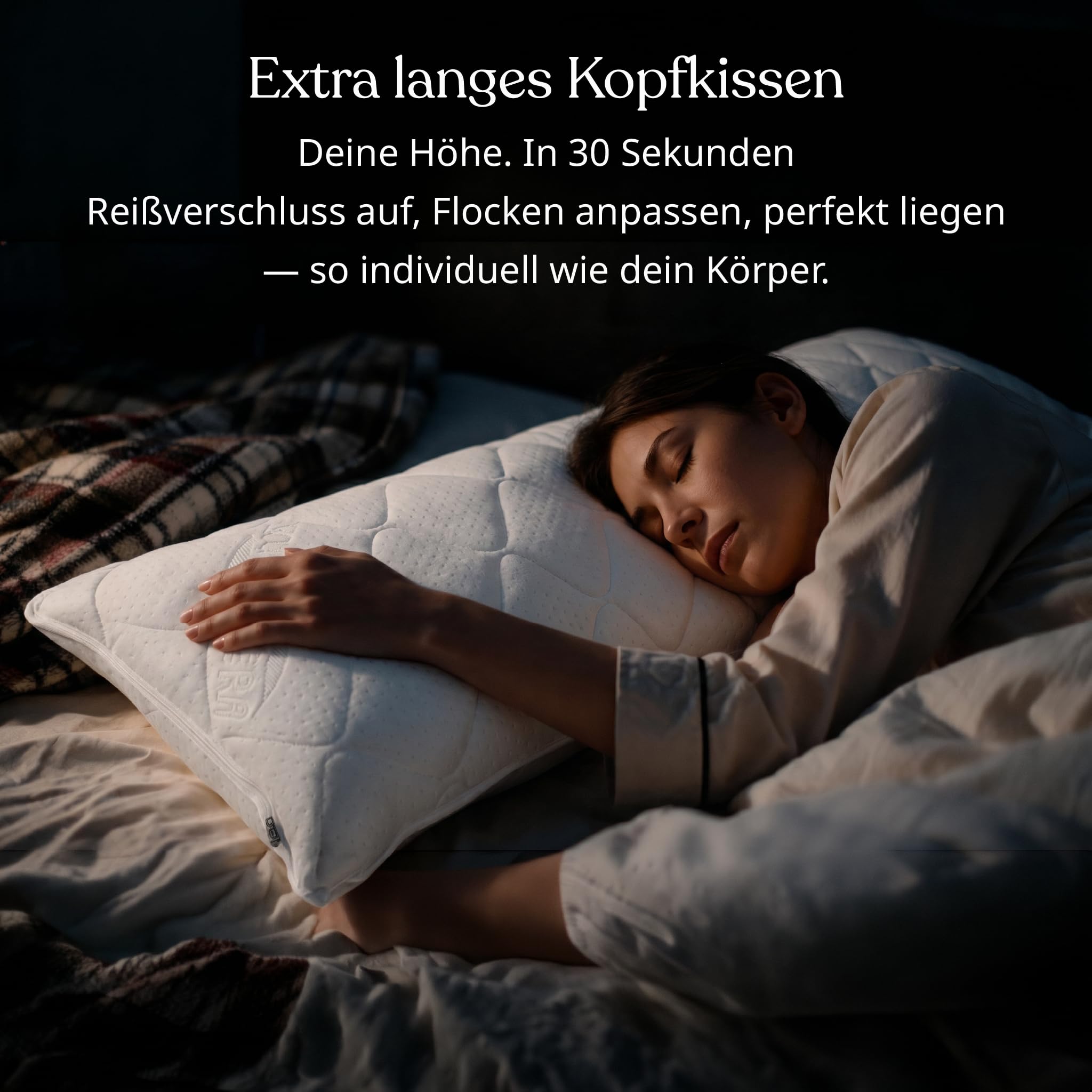 Traumreiter Visco Switch Seitenschläferkissen 40 x 140 cm – Wendekissen fest/weich, höhenverstellbar, Memory Foam & Watte, Body Pillow langes Kopfkissen Körperkissen, Schwangerschaftskissen mit Bezug