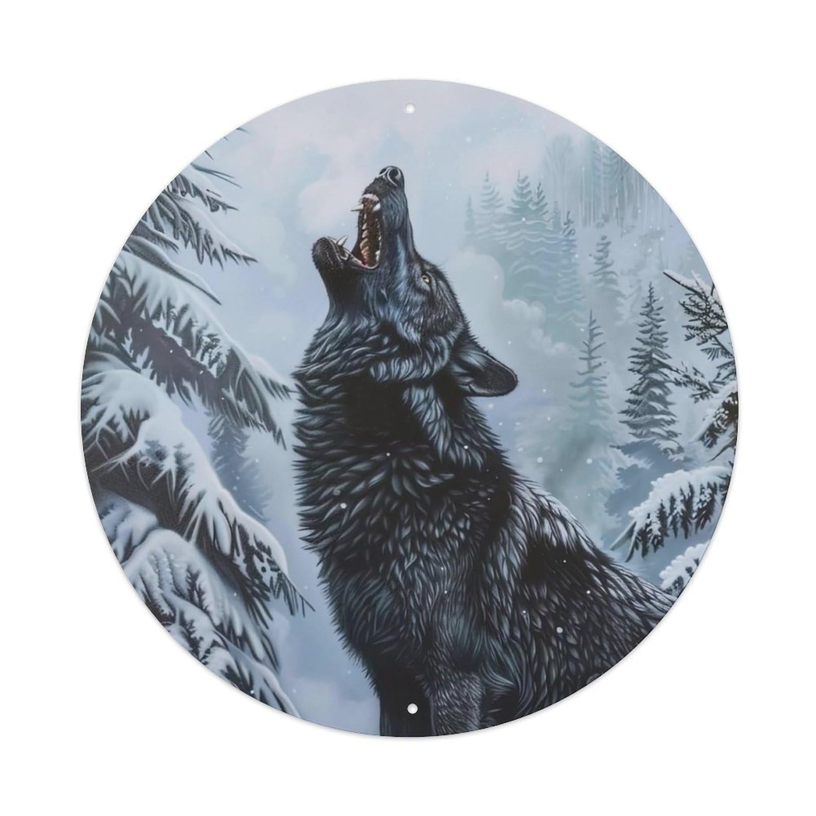 Animal Snarling Wolves Metal Tin Sign